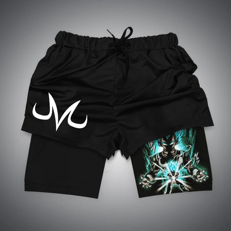 New Dragon Ball Son Goku Shorts Anime Men Double Layer Sports Short Pants Sportswear Jogger Breathable Beach Pants