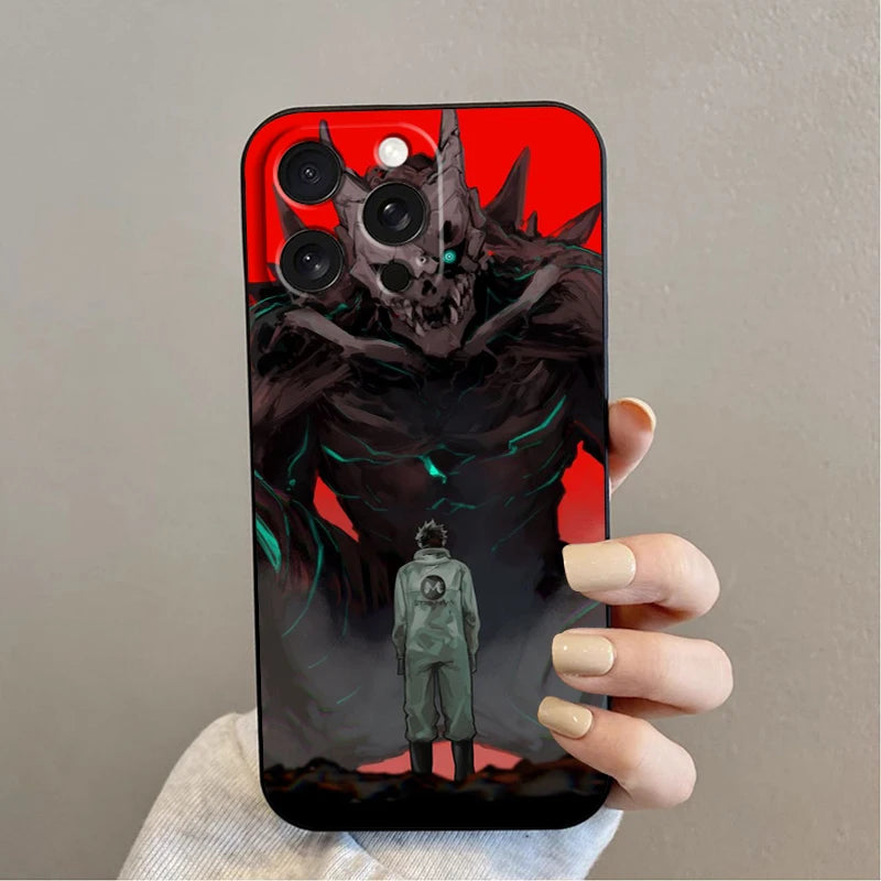 Anime K-Kaiju No. 8 Cool For iPhone 15 14 13 12 11 XS XR X 8 7 SE Pro Max Plus Mini Black Soft Phone Case