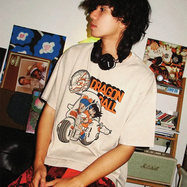 Dragon Ball Vintage-Washed T-Shirt — Oversized Graphic Tee