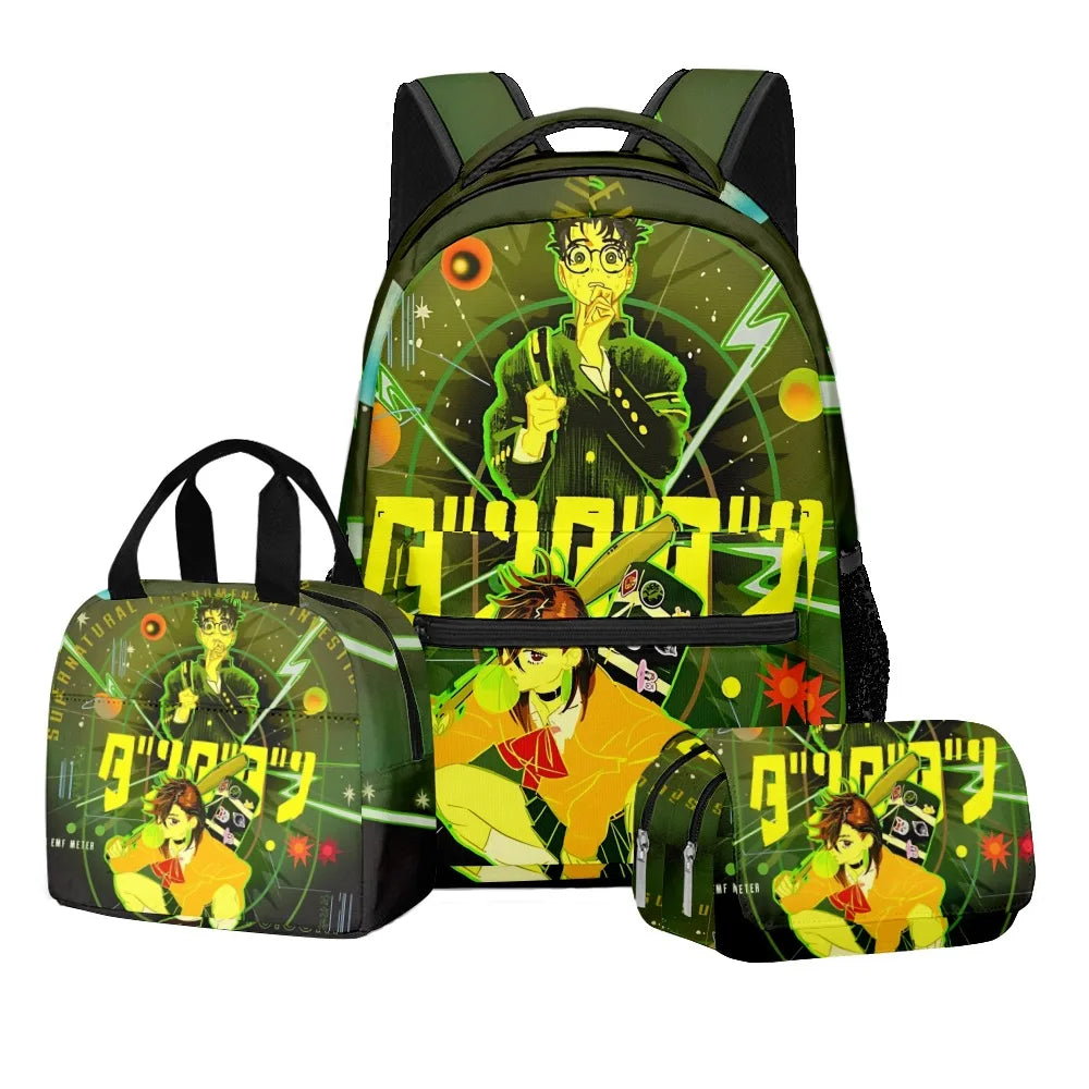 Luxury Popular Novelty DANDADAN 3D Printed 3pcs/Set student School Bags Travel Notebook Backpack Lunch bag Pencil Case