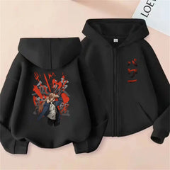 Chainsaw Man Power Graphic Zip Up Hoodie Unisex Oversized Harajuku Jacket