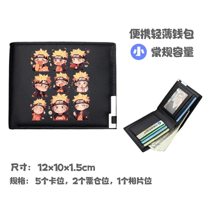 Naruto Uchiha Sasuke Anime Peripheral Zipper PU Wallet Handsome Personality Boy Print Coin Purse Short Card Pack Holiday Gift