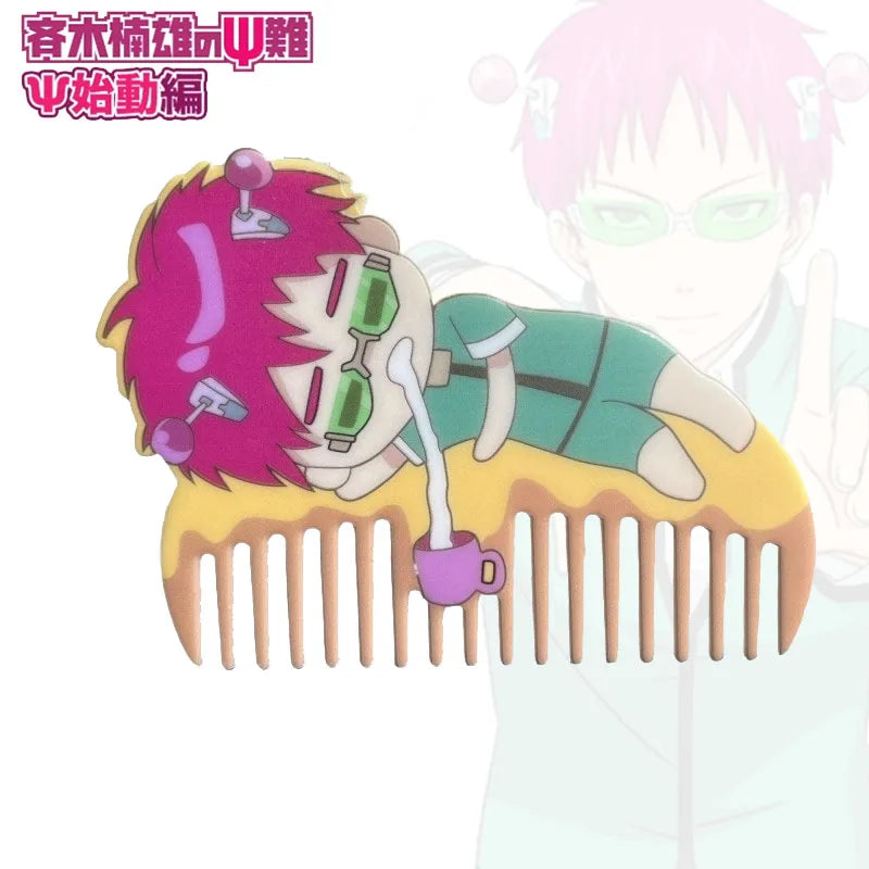 Kawaii Saiki Kusuo Comb Anime Cute Student Dormitory Children Portable Modelling Hair Tool Toys Gifts Girls