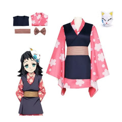 Anime Demon Slayer Makomo Cosplay Costume – Kimono & Wig Set
