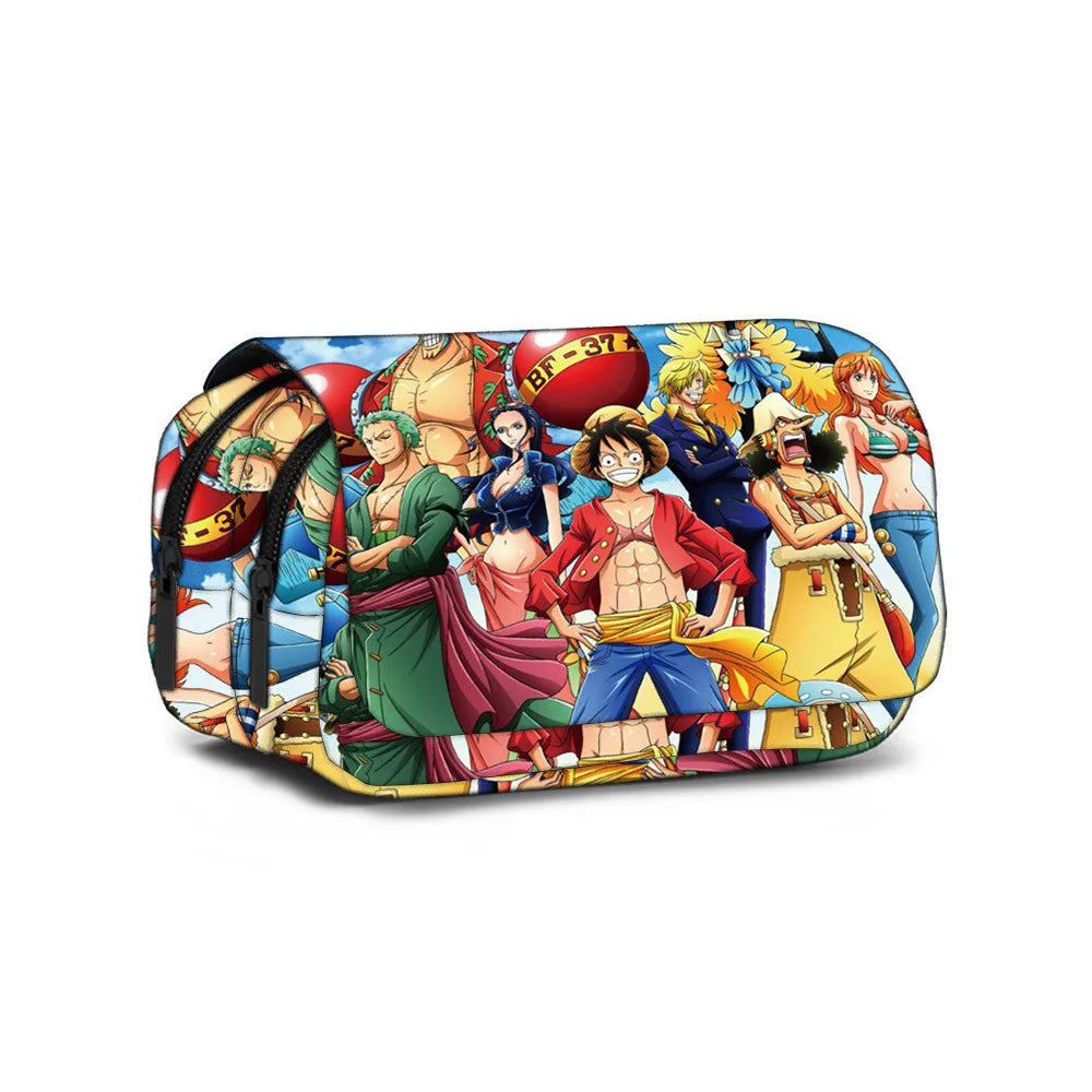 ONE PIECE Luffy Anime Printed Pencil Case Polyester Multi Layer Student Stationery Box for School Supplies Kids Pencil Bag