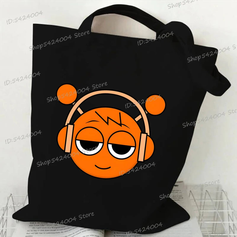 Anime Sprunki Incredibox Game Handbags Women Men Large Capacity No Zipper Canvas Tote Bag Sprunki Figure Shoulder Bag