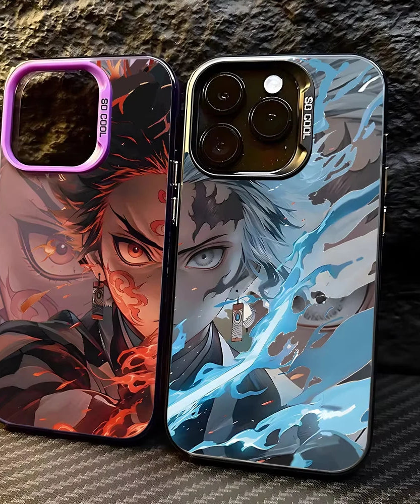Anime D-Demon S-Slayer Plating Phone Case For Samsung Galaxy A14 A15 5G S21 S22 S23 S24 5G FE Plus Ultra A25 A35 A52 A53 A54 A55