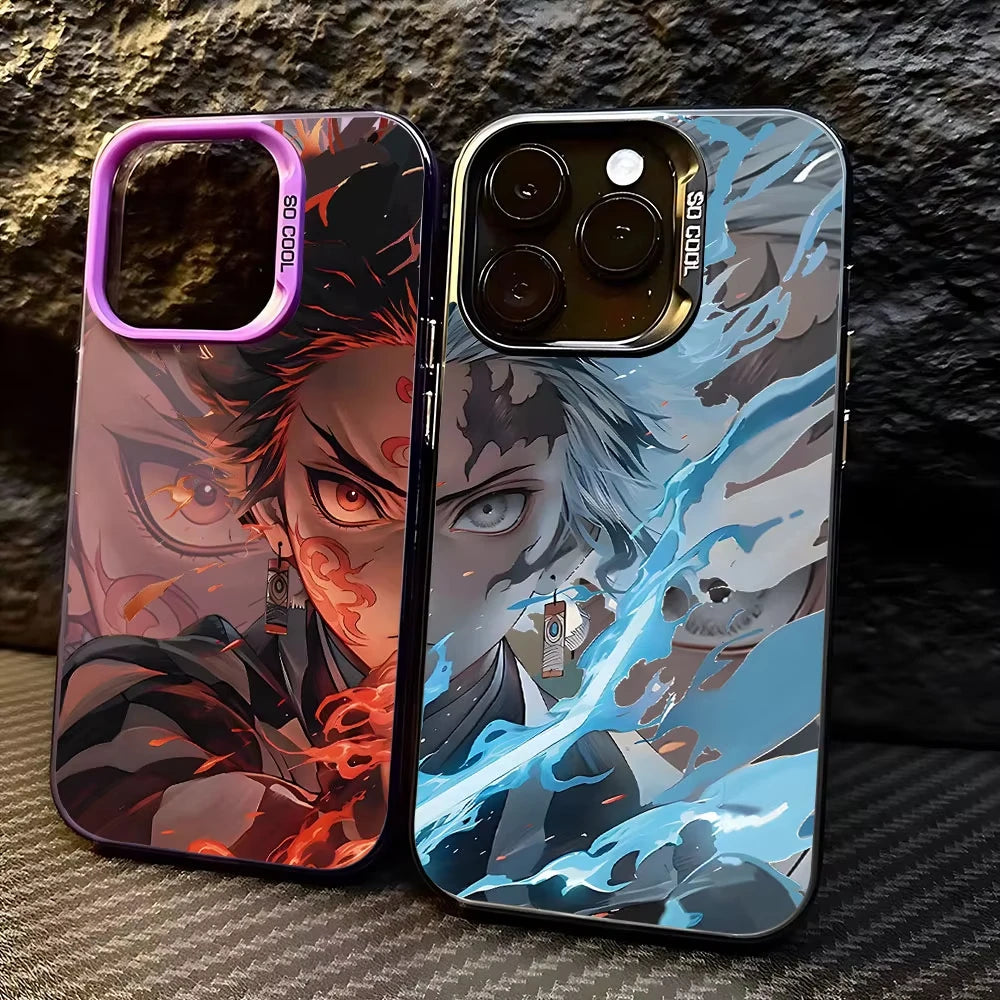 Anime D-Demon S-Slayer Plating Phone Case For Samsung Galaxy A14 A15 5G S21 S22 S23 S24 5G FE Plus Ultra A25 A35 A52 A53 A54 A55