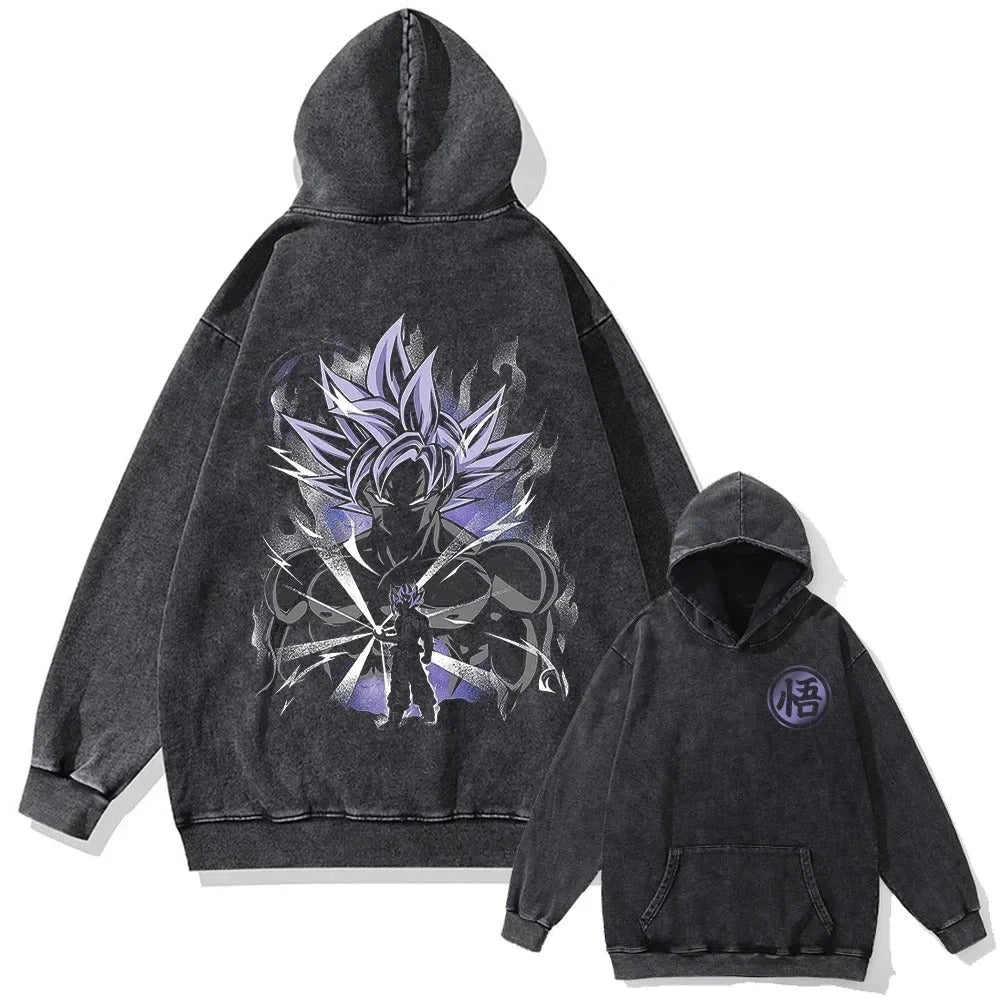 New Dragon Ball Anime Oversized Washed Pullover Sweatshirt Men Women Hoodie Casual Hip Hop Large Size Sweater Top Spring Autumn