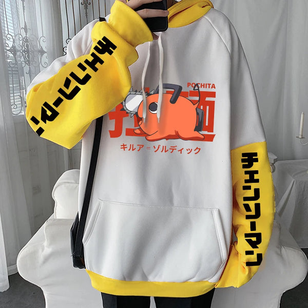 Chainsaw Man Pochita Graphic Fleece Hoodie – Anime Pullover Sweatshirt