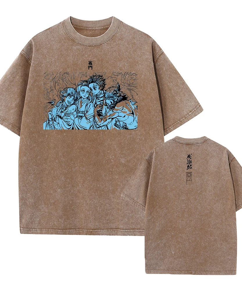 Vintage Demon Slayer Harajuku Tee – Oversized Anime Streetwear Unisex T-Shirt