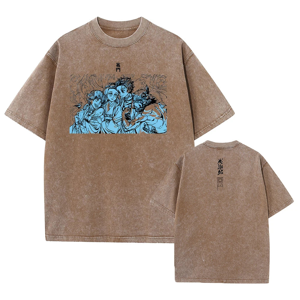 Vintage Demon Slayer Harajuku Tee – Oversized Anime Streetwear Unisex T-Shirt