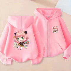 Spy x Family Children's Anya Forger Kids Hoodie – Zip-Up Casual Sweatshirt