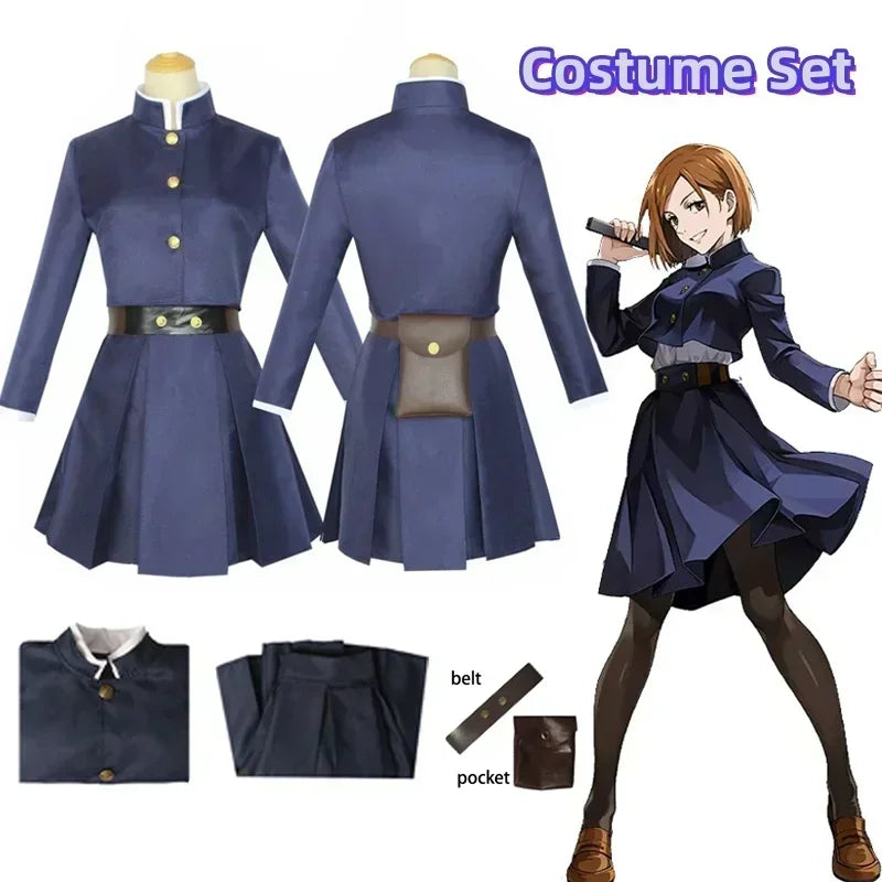 Anime Jujutsu Kaisen Cosplay Kostuum Kugisaki Nobara Tatoo Meisjes Vrouwen Jurk Uniform Volledige Set