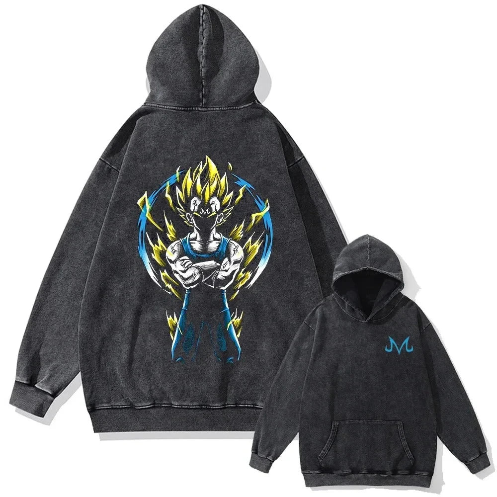 New Dragon Ball Anime Oversized Washed Pullover Sweatshirt Men Women Hoodie Casual Hip Hop Large Size Sweater Top Spring Autumn