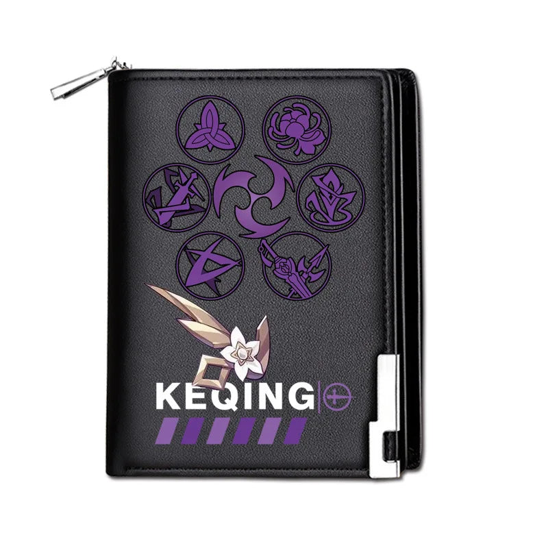 Genshin Impact Mondstadt Anime Peripheral New Zipper PU Wallet Handsome Personality Boy Print Coin Purse Short Card Pack Holiday