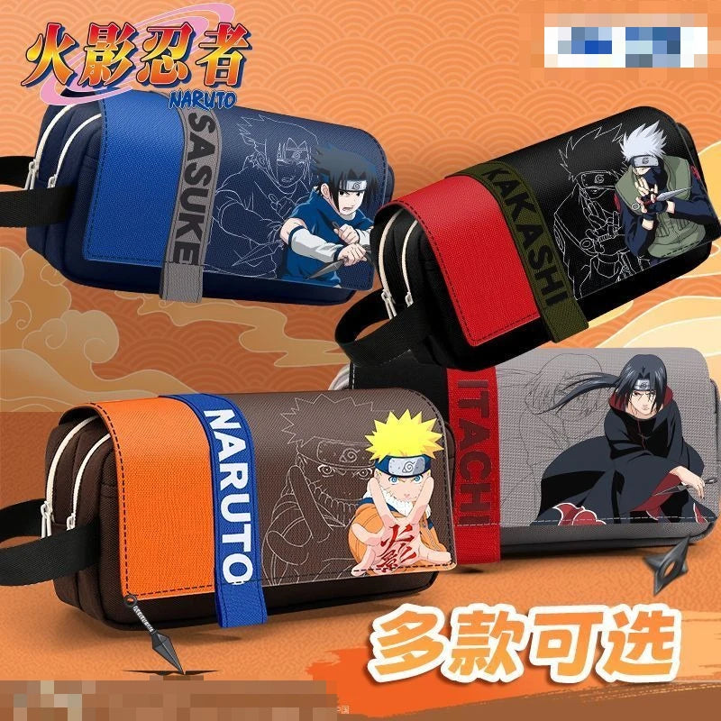 Naruto Sasuke Pencil Case Anime Personality Fashion Three-Layer Large Capacity Multifunctional Pencil Box for Boys