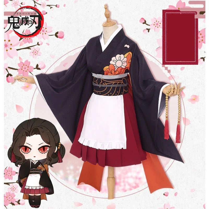 Demon Slayer Maid Dress Cosplay Kibutsuji Muzan Kamado Nezuko Kocho Shinobu Kanroji Mitsuri Style Lolita Fashion for Daily Wear