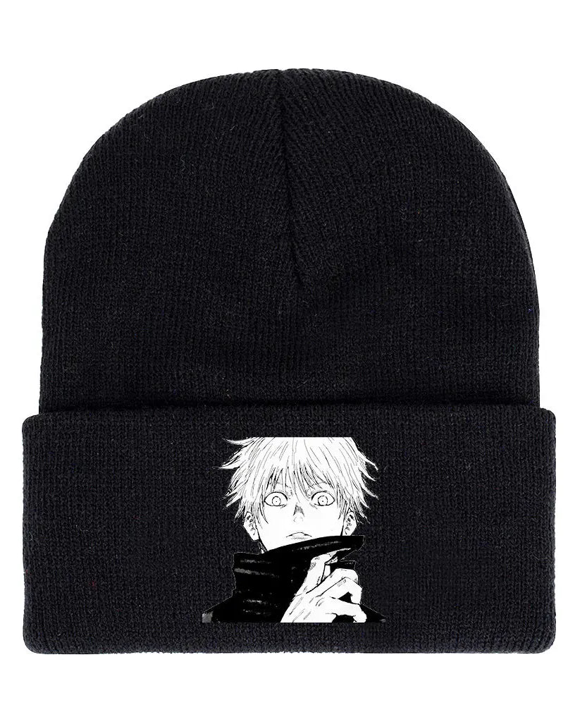 Anime Gojo Satoru Manga Kawaii Hat Autumn Winter Beanies Baggy Jujutsu Kaisen Anime Cat Men Women Knitted Hat