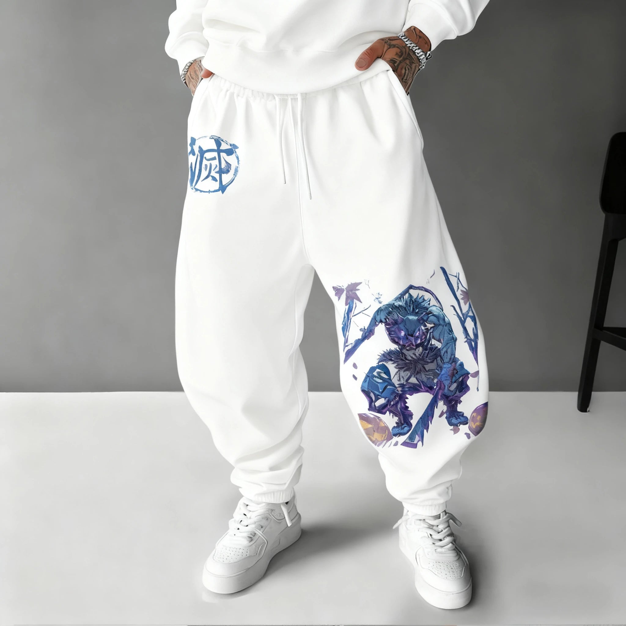 Demon Slayer Halloween Men's Sports Pants Autumn/Winter New Hashibira Inosuke Anime Printed Hip Hop Loose Casual Tights