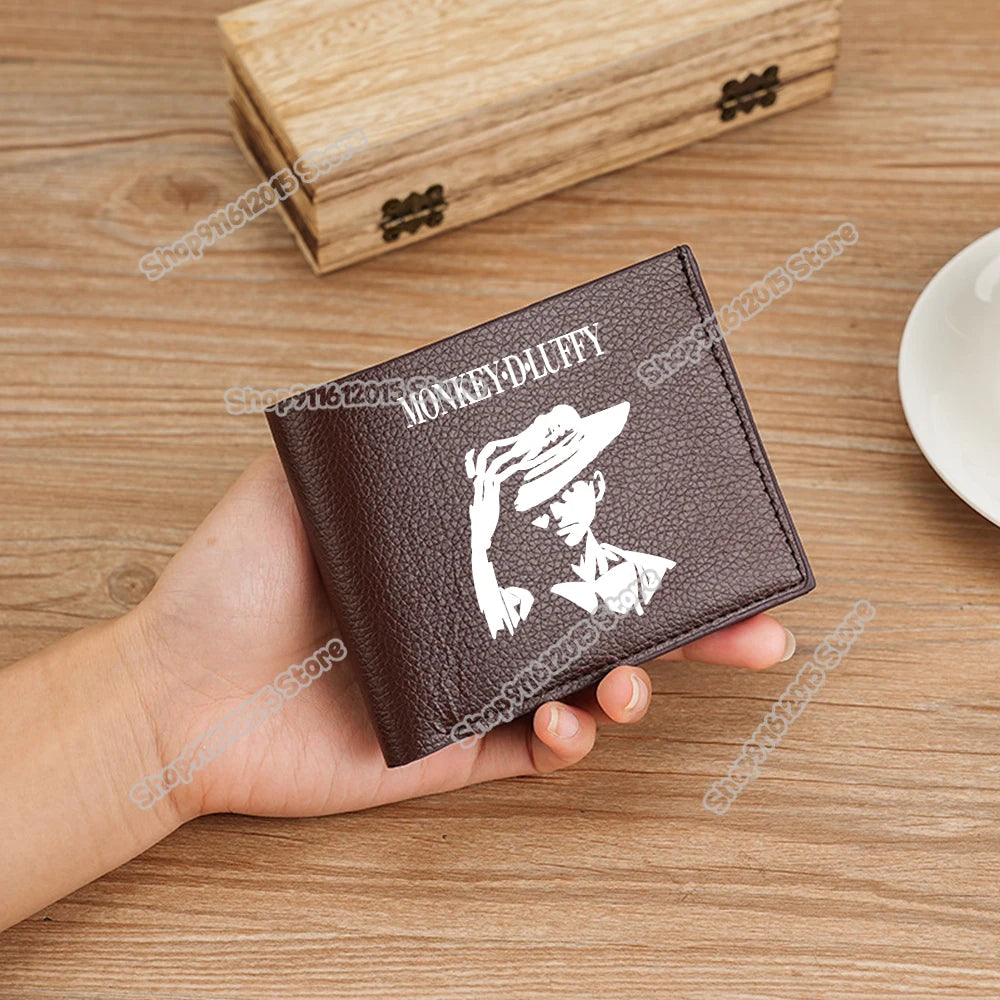 One Piece Pu Leather Wallet for Men Foldable Short Wallets Luffy Zoro Chopper Coin Purse Man Multi-slot Credit ID Card Holder