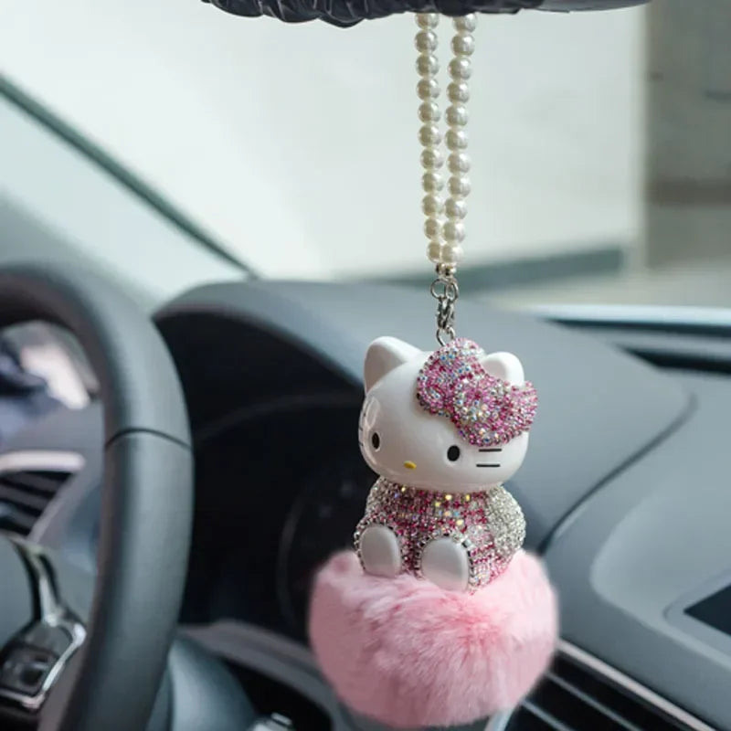 Hello Kitty Car Pendant Decoration Hanging Cat Ornament Automobile Rear View Mirror Accessories Gift Car Accessories