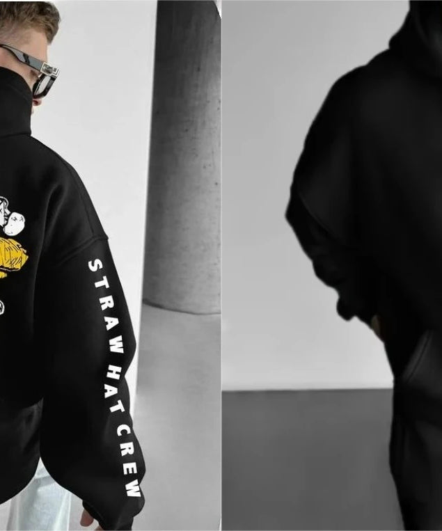 Men's Hoodie Anime One Piece Oversized Sweatshirt Women Long Sleeve  Y2k Clothes Autumn Winter Sweater Loose Cotton Tops Unisex