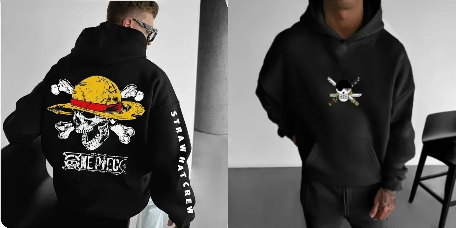 Men's Hoodie Anime One Piece Oversized Sweatshirt Women Long Sleeve  Y2k Clothes Autumn Winter Sweater Loose Cotton Tops Unisex