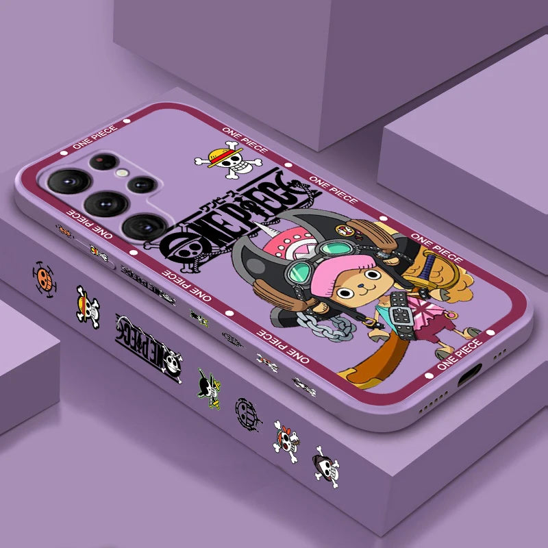 One Piece Chopper Cute Girl Liquid Left Rope For Samsung Galaxy S24 S23 S22 S21 S20 FE S10 Ultra Plus Lite 5G Cover Funda