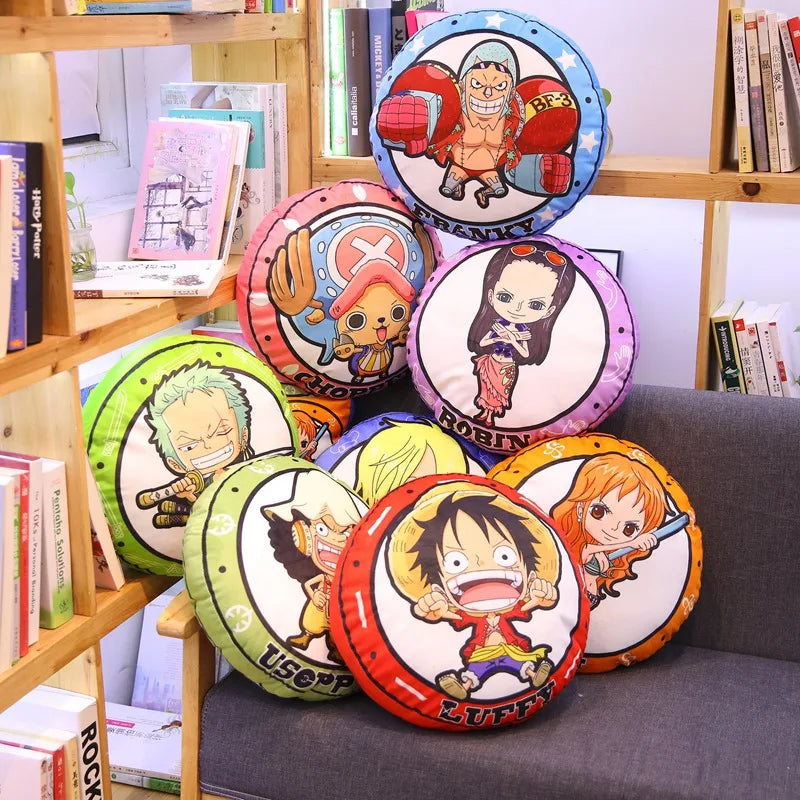 New One Piece Circular Pillow Anime Peripheral Luffy Chopper Double-Sided Printing Nap Cushion Pillow Room Sofa Decoration Gift