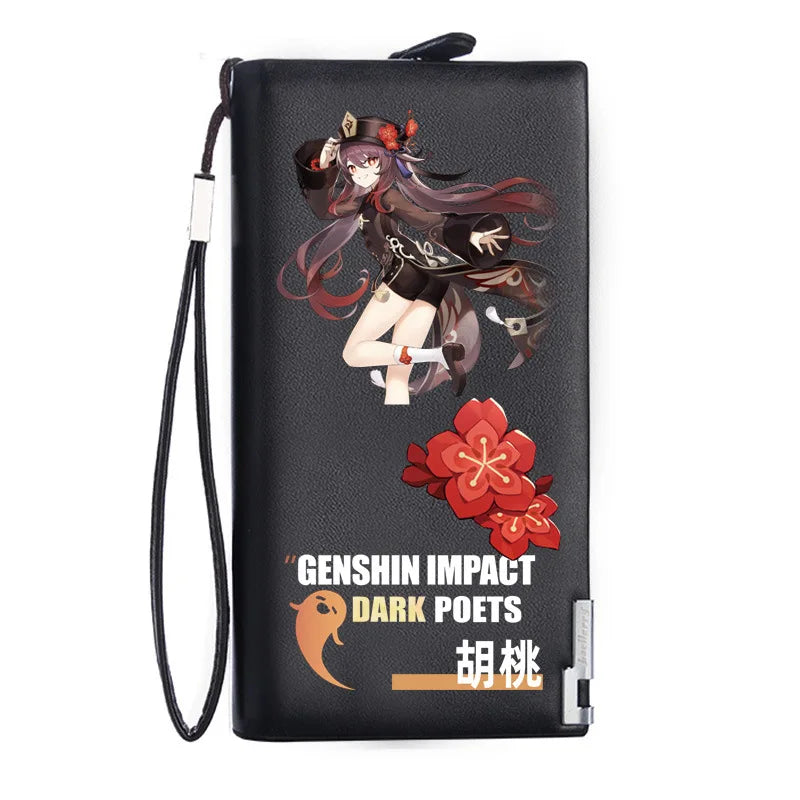 Genshin Impact Mondstadt Anime Peripheral New Zipper PU Wallet Handsome Personality Boy Print Coin Purse Short Card Pack Holiday