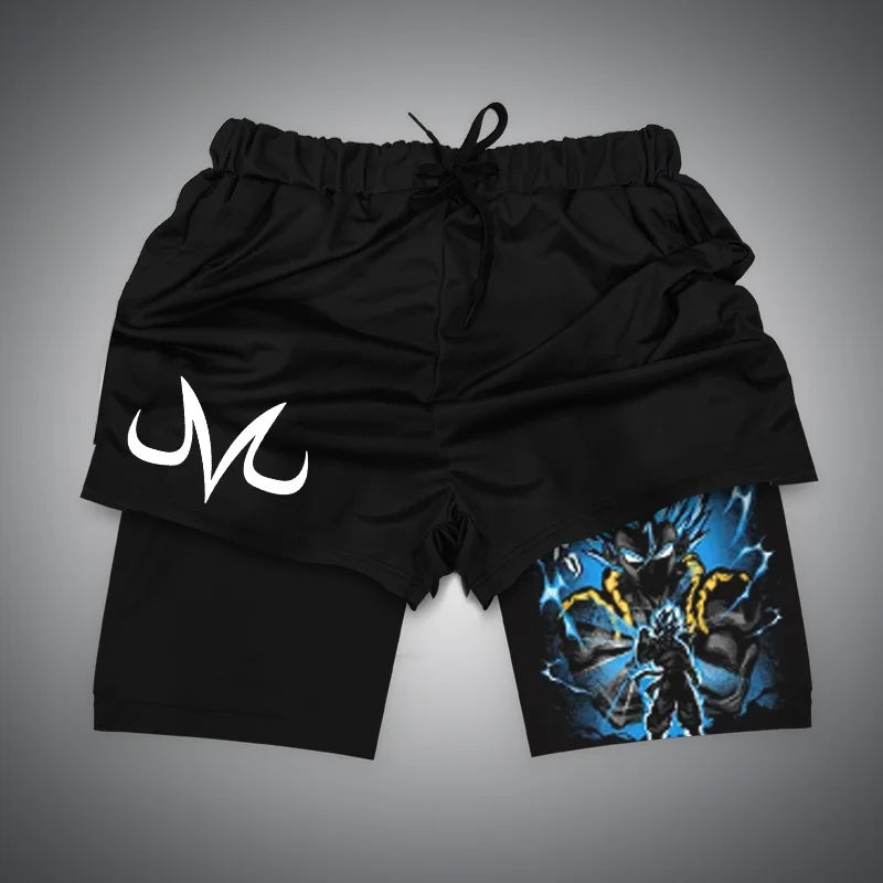 New Dragon Ball Son Goku Shorts Anime Men Double Layer Sports Short Pants Sportswear Jogger Breathable Beach Pants