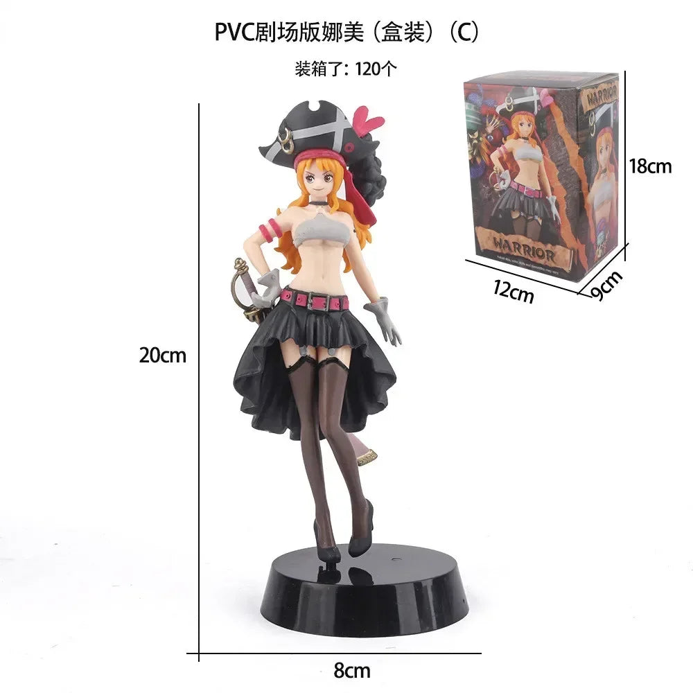 19CM Anime One Piece Nami Black Clothes Action Figure ONE PIECE FILM RED Dress Up Figurine PVC Collectible Model Toy
