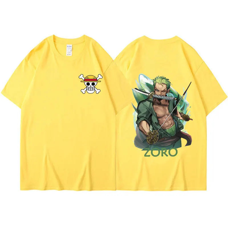 Anime ONE PIECE Sauron Printing Men's and Women's Loose Casual Short Sleeve One Piece Summer Couple T-Shirt Top Birthday
