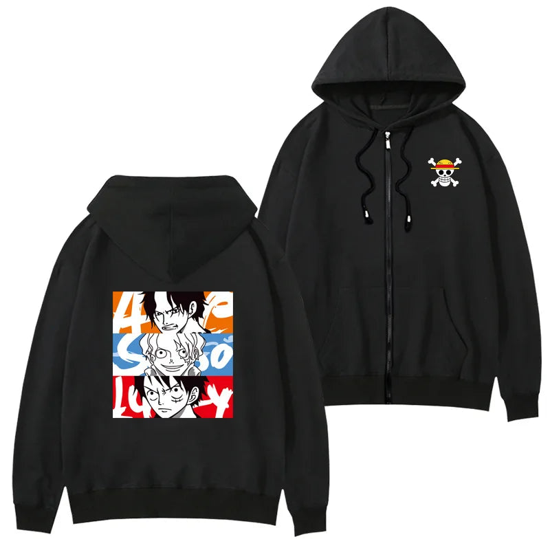 One Piece Anime Women Zip Up Hoodie Jacket Spring Autumn 2New Fashion Mens Sweatshirt Couple Promozed Clothes Coats