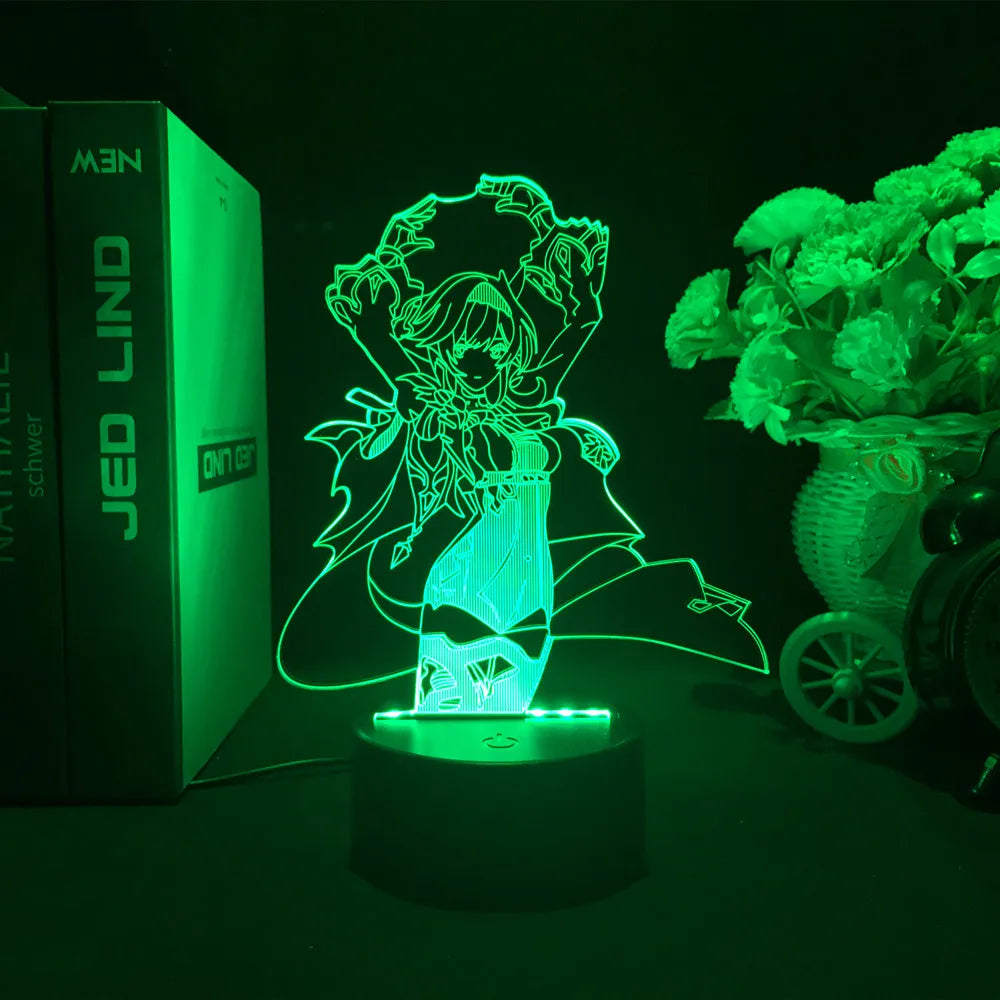 Newly Genshin Impact Night Light Yae Miko Game Figures Acrylic Stand Model 3D Table Lamp Kids Git Acrylic Bedside lamp