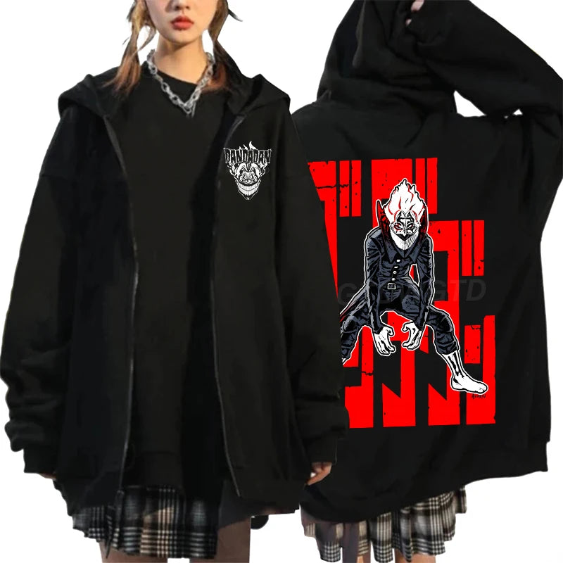 Anime Dandadan Ken Takakura Graphic Print Hooded Men women Zip Up Hoodies Oversized Sweatshirts Harajuku Male Zipper Jacket