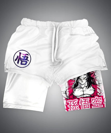 New Dragon Ball Son Goku Shorts Anime Men Double Layer Sports Short Pants Sportswear Jogger Breathable Beach Pants