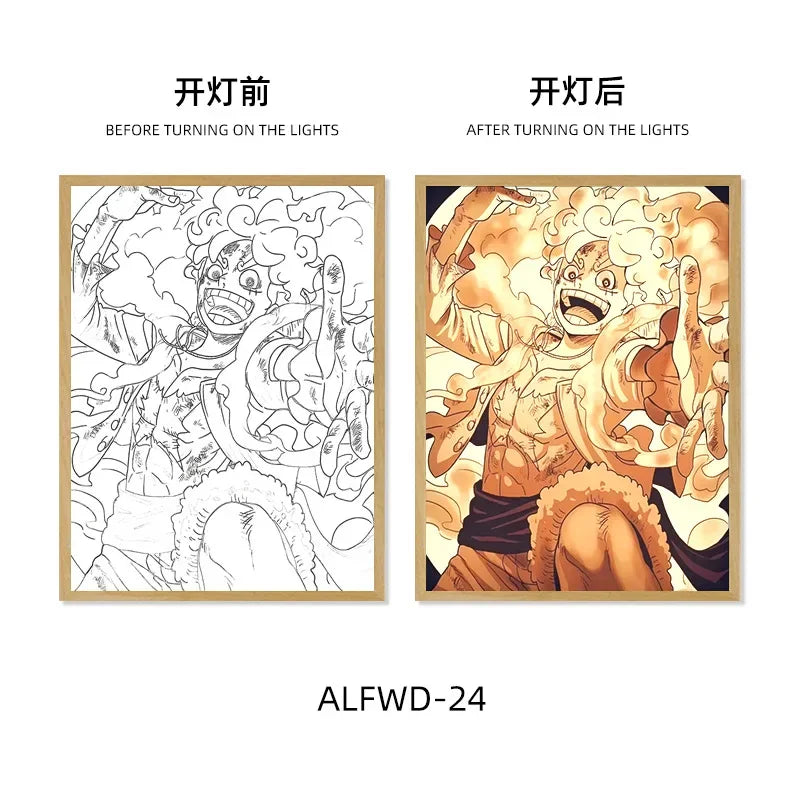 Sun God Nika Luffy Light-Up Frame – One Piece LED Desktop Decor