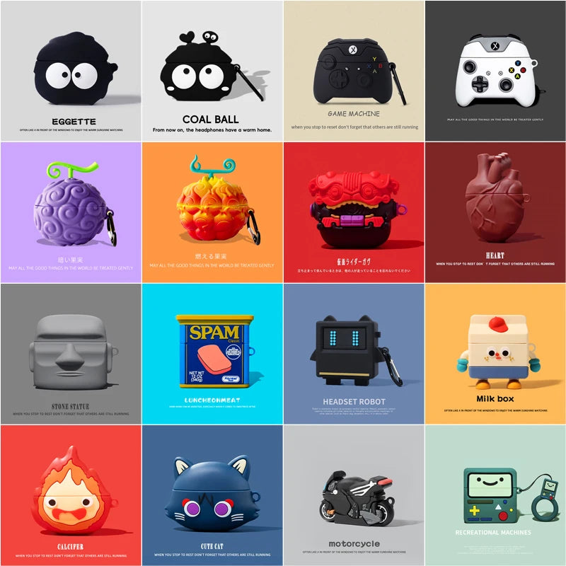 Protective Case for Airpods 4 3 2 Cover for Apple AirPods Pro2 Pro 2nd Generation Shell Game Console Anime Robot Fire