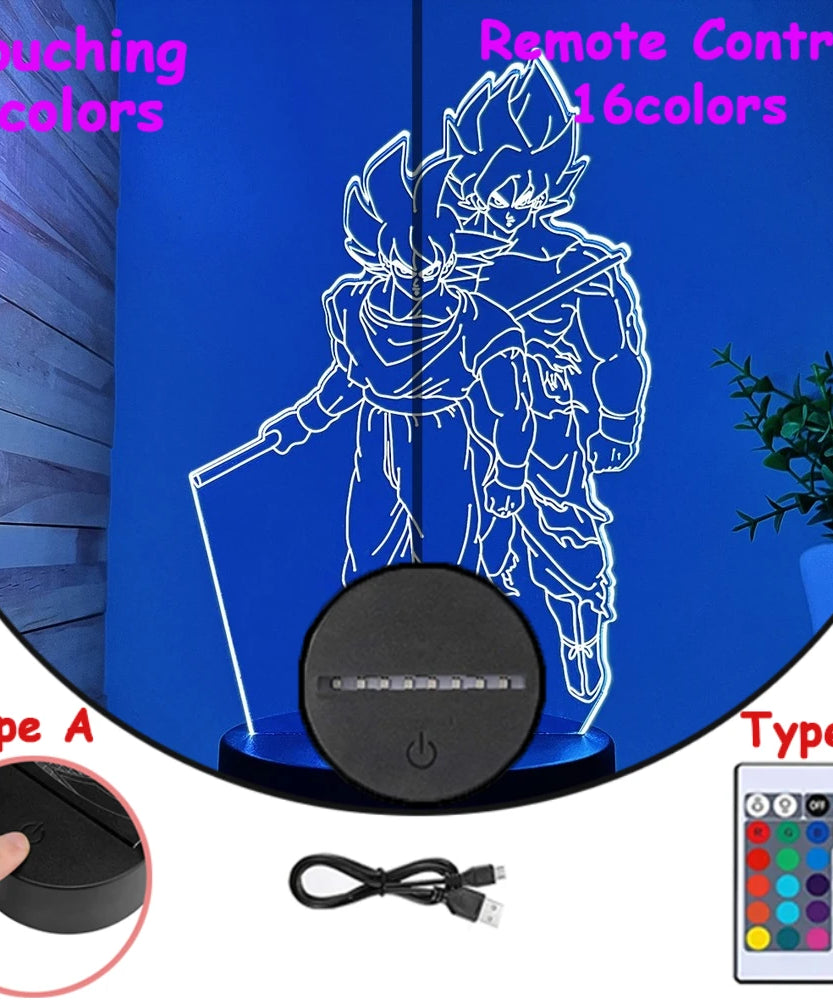 Dragon Ball Z Anime Figures 3D LED Light Childhood Desk Lamp Goku Figure Vegeta Gohan Anime Figures Room Decor Birthday Gift