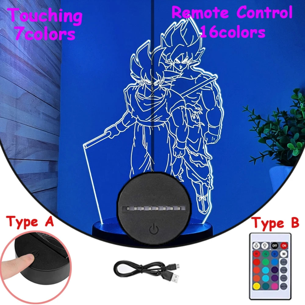 Dragon Ball Z Anime Figures 3D LED Light Childhood Desk Lamp Goku Figure Vegeta Gohan Anime Figures Room Decor Birthday Gift