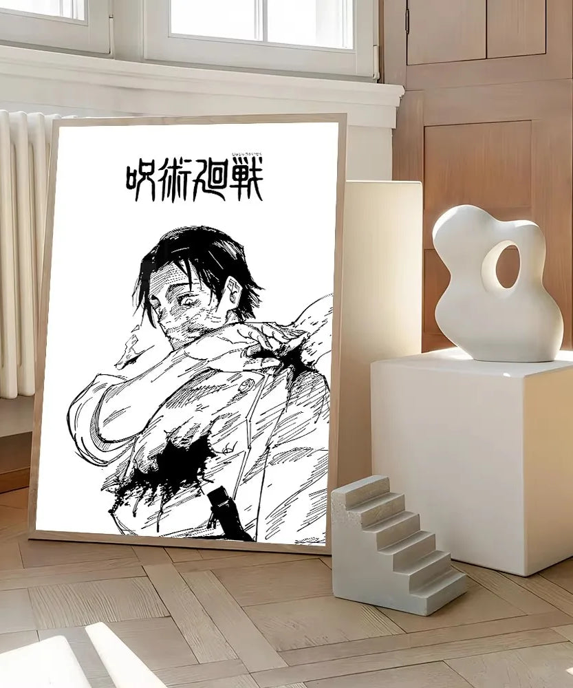 Jujutsu Kaisen Canvas Art – Itadori, Gojo, Fushiguro & Toji Anime Poster (Unframed)