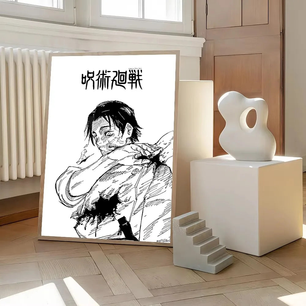 Jujutsu Kaisen Canvas Art – Itadori, Gojo, Fushiguro & Toji Anime Poster (Unframed)