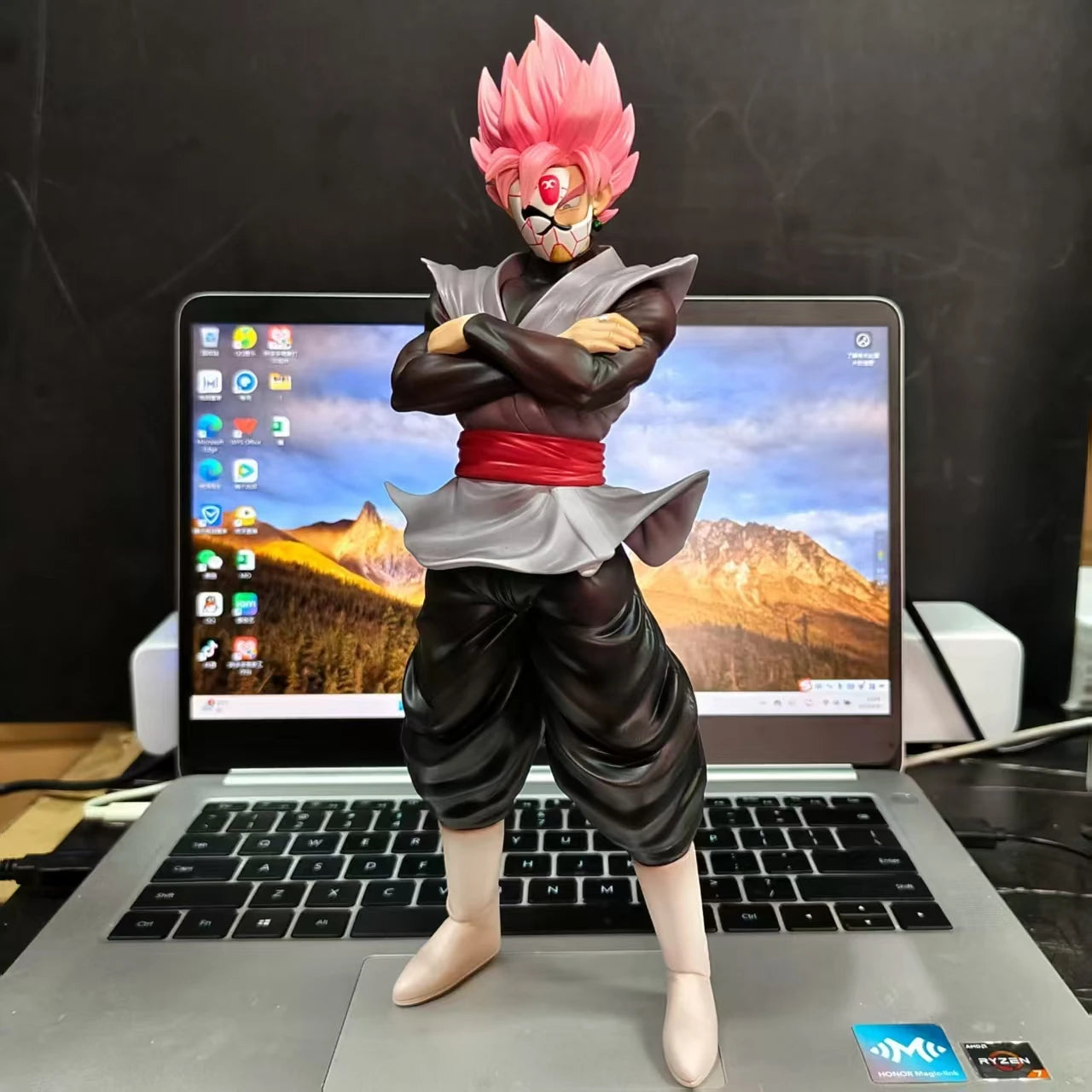 27cm Dragon Ball Z Figure Super Saiyan Goku Black Zamasu Mask Action Figure Pvc Model Statue Collection Decoration