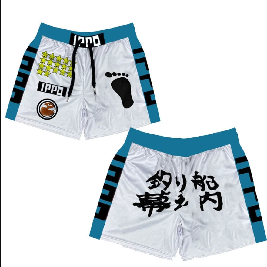Baki Hanma Anime Shorts – Men's Streetwear Beach Shorts with Elastic Waist