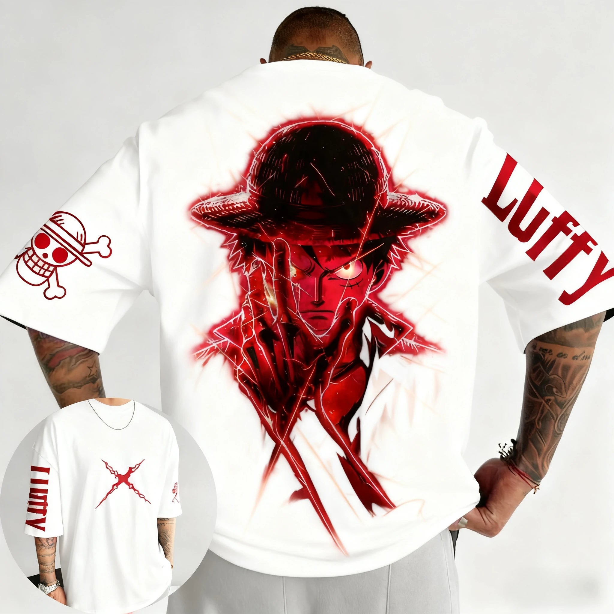 One Piece Luffy Anime Joint T-shirt Street Summer New Men's Harajuku Loose Casual Children's Parent Child Clothing Top