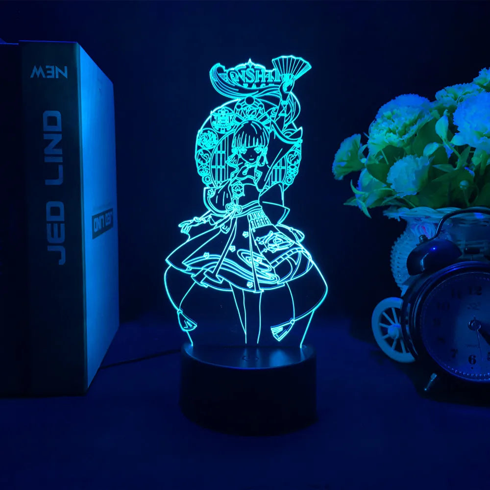 Newly Genshin Impact Night Light Yae Miko Game Figures Acrylic Stand Model 3D Table Lamp Kids Git Acrylic Bedside lamp