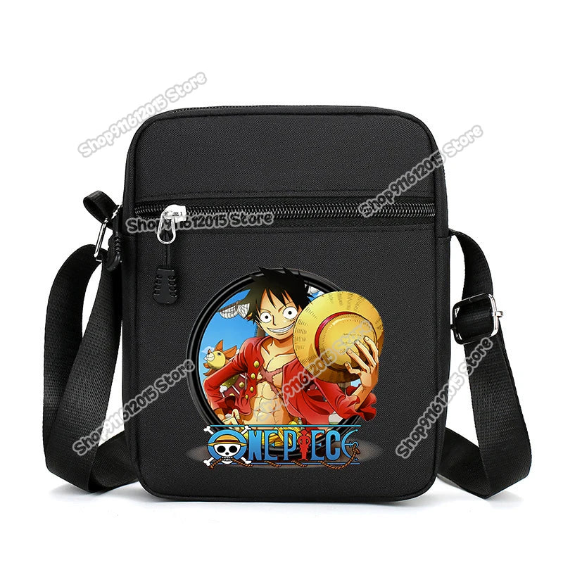 One Piece Men Shoulder Bag Anime Luffy Zoro Boy Oxford Cloth Crossbody Zipper Messenger Bags Outdoor Travel Small Phone Pouch