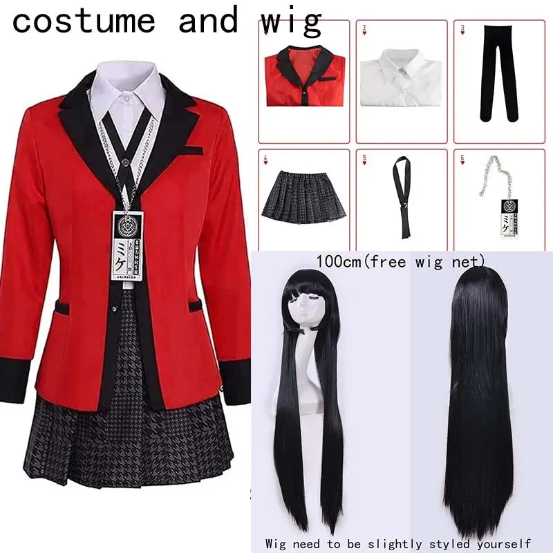 Yumeko Jabami Cosplay Costume School Uniforms Jabami Yumeko Outfits Full Set with Stockings Girl JK School Uniform For Comic Con
